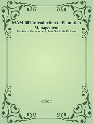 MAM-001 Introduction to Plantation Management